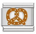 Maillon de bracelet italien en acier inoxydable avec motif bretzel marron pour DIY - Motif Bretzel (#6) / 1 Pièce