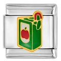 Maillon de breloque modulaire italien avec boîte de jus de pomme pour bracelets DIY - Motif Jus de Pomme (#9) / 1 Pièce