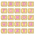 Maglie per bracciale italiano dorate con lettere dell'alfabeto in smalto rosa A-Z. - Lettera A / Base Oro Lettera Rosa