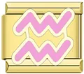 Maglia per bracciale charm italiano in oro con design del segno zodiacale Acquario rosa - Segno Acquario Rosa