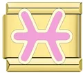 Charm italiano in acciaio inossidabile con simbolo zodiacale Pesci rosa e oro lucido - Segno Pesci Rosa