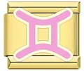 Link charm italiano in acciaio inossidabile dorato con simbolo zodiacale dei Gemelli - Segno Gemelli Rosa