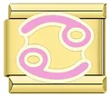 Modulo charm italiano in acciaio inossidabile dorato con segno zodiacale Cancro rosa - Rosa Cancro