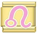Charm Leone zodiaco in acciaio inossidabile dorato per bracciale italiano DIY - Segno Leone Rosa