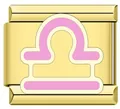 Maglia charm italiana in acciaio inossidabile dorato con segno zodiacale Bilancia rosa - Rosa Bilancia