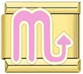 Link charm italiano in acciaio inossidabile dorato con simbolo zodiacale Scorpione rosa - Segno Scorpione Rosa