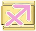 Charm italiano in acciaio dorato con segno zodiacale Sagittario rosa per bracciali. - Segno Sagittario Rosa
