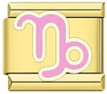 Maglia per bracciale italiano in acciaio inox dorato con simbolo zodiacale Capricorno rosa - Segno Capricorno Rosa