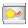 Gros plan d'un charm italien en acier inoxydable avec un motif d'étoile filante colorée. - Style Étoile Filante Arc-en-ciel (ICJ043-1)