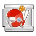 Detailed view of sports-themed stainless steel Italian modular charm with baseball design - Baseball Sport Pattern (ICJ406-1)