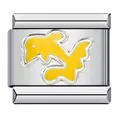 Ciondolo modulare italiano in acciaio inox con delfino in smalto giallo per bracciale - Delfino Giallo (ICY420)