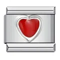 Maglia per bracciale modulare italiano in acciaio con decorazione a cuore rosso - Cuore Rosso (ICY399)