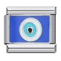 Maglia per bracciale italiano Evil Eye in acciaio inox con smalto blu per il DIY - Stile Malocchio (ICJ690)