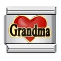 Link charm italiano Grandma con cuore rosso in acciaio inox per bracciali modulari - Grandma (ICJ839)