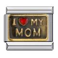 Maglia charm italiana in acciaio inossidabile lucido con cuore rosso I Love My Mom - I Love My Mom (ICJ819)