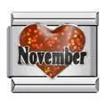 Maillon de bracelet italien cœur novembre en acier inoxydable - Motif Cœur November (ICJ430)