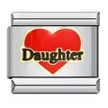 Link charm italiano con cuore rosso e scritta Daughter per bracciali componibili - Daughter (ICJ149-1)