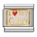 Charm modulare italiano in acciaio inossidabile con cuore 'I Love My G'Ma' per bracciali DIY - I Love My G'ma (ICJ150)