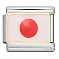 Maillon de bracelet italien en acier inoxydable avec le drapeau du Japon en émail. - Drapeau Japon (ICJ462-1-Japon)