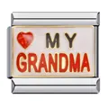 Link per bracciale modulare italiano in acciaio inox con cuore rosso e My Grandma - My Grandma (ICJ712)