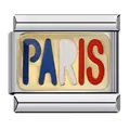Maillon de bracelet italien en acier inoxydable avec design émaillé Paris coloré - Motif Texte Paris (ICJ884)