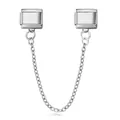 Dettaglio di una maglia modulare in acciaio inox con catena per gioielli DIY. - Lunghezza Catena Lunga / Argento (G515-4)