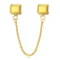 Charm modulare in acciaio inossidabile dorato con un elegante design a doppia catena - Lunghezza Catena Lunga / Oro (G515-3)