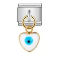 Heart-shaped evil eye enamel charm pendant for modular stainless steel bracelets - Blue Evil Eye Heart Style (ICG264)