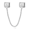 Charm modulare a doppia catena in acciaio inossidabile argento per bracciali DIY - Lunghezza Catena Lunga / Argento (G515-2)