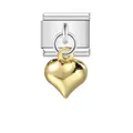 Maillon de charme cœur doré poli compatible avec les bracelets modulaires italiens - Style Cœur Doré Poli (ICG031)