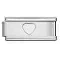 Maglia per bracciale modulare in acciaio inox argento con un motivo a cuore inciso - Cuore Stampato (ICY714)