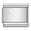 Charm modulare italiano in acciaio inossidabile con motivo a cuore per bracciali DIY - Contorno Cuore Stampato a Sinistra (ICY463)