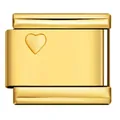 Maglia per bracciale italiano in acciaio placcato oro con cuore in rilievo per creazioni DIY. - Cuore Stampato 3D Dorato (ICY836)