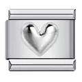 Charm modulare italiano in acciaio inossidabile con un design a cuore argento a rilievo - Cuore Pieno 3D Argentato (ICY690)