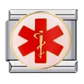 Link per bracciale italiano in acciaio con simbolo della stella della vita medica. - Stile Medico Stella della Vita (ICJ381)