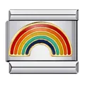 Charm modulare italiano in acciaio inossidabile con design arcobaleno in smalto - Stile Ponte Arcobaleno Rettangolare (ICJ348)