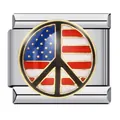Link per bracciale modulare italiano in acciaio con simbolo della pace e bandiera USA - Bandiera USA Pace (ICJ152-1)