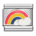 Charm italien en acier inoxydable avec arc-en-ciel et nuage pour bracelets DIY. - Style Nuage Arc-en-ciel (ICJ489)