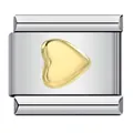Charm modulare italiano in acciaio inossidabile con un cuore dorato lucido e in rilievo. - Cuore 3D Oro (ICY417)