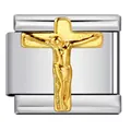 Maglia charm italiana in acciaio inox con crocifisso di Gesù per bracciale fai-da-te - Stile Crocifisso Gesù (ICJ662-1)