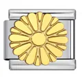 Roestvrijstalen schakel voor Italiaanse bedelarmband met goudkleurig madeliefje ontwerp - Gouden Bloem Met Meerdere Blaadjes Stijl (ICJ014)