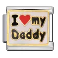 Stainless steel Italian charm for modular bracelet with I Love My Daddy heart design - I Love My Daddy White Style (ICJ672-1)