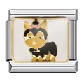 Italienischer Modulanhänger aus Edelstahl mit Cartoon-Yorkshire-Terrier-Hund-Öltropfen - Yorkshire Terrier (ICJ461)