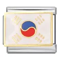 Charm italien en acier inoxydable avec motif émaillé du drapeau de la Corée du Sud - Drapeau Corée (ICJ461-1-Corée)