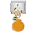 Italian modular bracelet charm with enameled orange fruit pendant in stainless steel - Orange Fruit Pendant Style (ICG212)