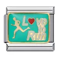 Luxe 'Love to Run' roestvrijstalen Italian charm module voor DIY modulaire armbanden - Hardlopen Tekst Patroon (ICJ726)