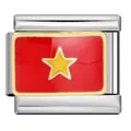 Breloque émaillée drapeau Vietnam compatible avec bracelet modulaire italien en acier - Drapeau Vietnam (ICJ995-1-Vietnam)