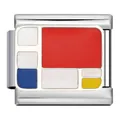Maillon de charme italien en acier inoxydable style géométrique Mondrian pour bracelet DIY - Style Géométrique Mondrian (ICJ958)