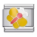 Charm italiano farfalla in smalto giallo e rosa per bracciali componibili - Motivo a Farfalla (ICJ213)