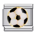 Roestvrijstalen Italiaanse armband link met een zwart-wit voetbal sport ontwerp - Voetbalpatroon (ICJ111)